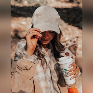 Goodnight Macaroon Ivory Sherpa Baseball Hat Like New